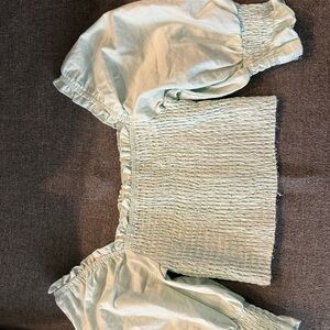 Blue Rain Light Blue Smocked Top